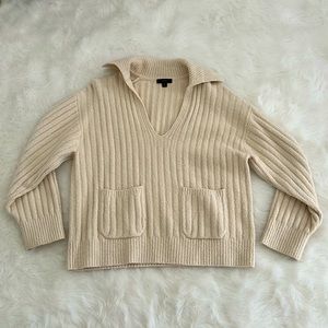 J.Crew Collared Cotton-Blend Boucle Beach Sweater - Size Medium